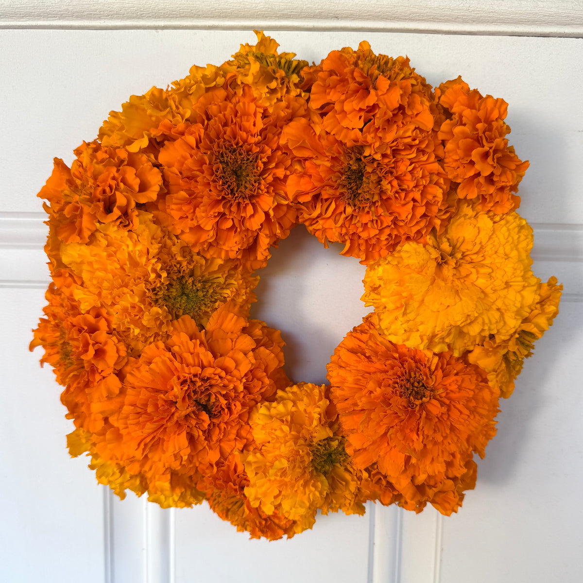 Fresh “Dry in Place” Real Marigold Wreath